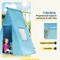 Columpio Infantil 3 en 1 con Tienda Anillas y Altura Ajustable para Niños de 3-8 Años Estructura Metálica 283x180x182 cm