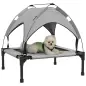 Cama para Perros Elevada con Toldo Marco de Acero y Bolsa de Transporte para Interior y Exterior 76x61x69,5 cm Gris