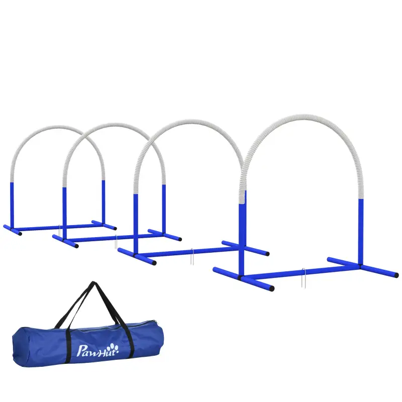 Set de Entrenamiento de Agilidad para Perros de 4 Piezas con Bolsa de Transporte para Entrenamiento Suave Blanco y Azul
