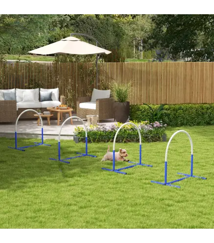 Set de Entrenamiento de Agilidad para Perros de 4 Piezas con Bolsa de Transporte para Entrenamiento Suave Blanco y Azul