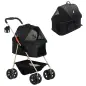 Carrito para Perros Plegable 3 en 1 con Cesta de Almacenaje Ventana de Malla y Sistema de Seguridad 76x50x102 cm Negro