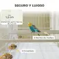 Jaula para Pájaros con Divisor Comederos Bandeja Extraíble y Soporte para Canarios y Periquitos 94x57x57/128 cm Blanco
