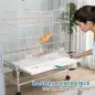 Jaula para Pájaros con Ruedas Bandeja Extraíble Puertas Comederos Perchas y Estante Inferior 79x49x133 cm Blanco