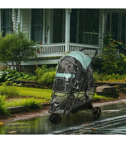 Carrito para Perros Pequeños con Cesta de Almacenaje Cubierta para Lluvia y Ventana de Malla 80,5x51,5x100 cm Verde