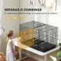 Jaula para Pájaros con Divisor 4 Comederos 4 Perchas Bandeja Extraíble para Loros Canarios Periquitos 94x57x57 cm Negro