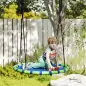 Columpio Infantil Redondo de 100 cm para Jardín con Altura Ajustable y Soporte de 150 kg Ø100x180 cm Azul y Verde