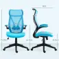 Silla de Oficina Giratoria con Altura Ajustable Reposabrazos Abatibles y Función de Basculante Carga 120 kg Azul Claro Silla de Oficina Giratoria con Altura Ajustable Reposabrazos Abatibles y Función de Basculante Carga 120 kg Azul Claro