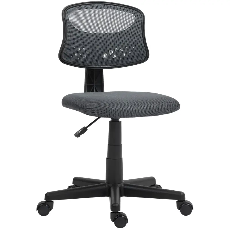 Silla de Oficina sin Brazos Silla de Escritorio Giratoria con Respaldo de Malla Transpirable Altura Ajustable Gris