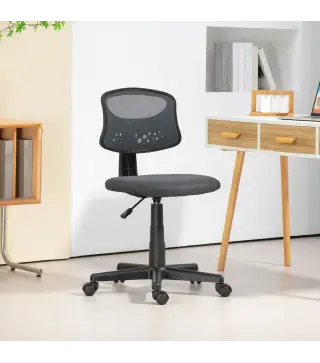 Silla de Oficina sin Brazos Silla de Escritorio Giratoria con Respaldo de Malla Transpirable Altura Ajustable Gris