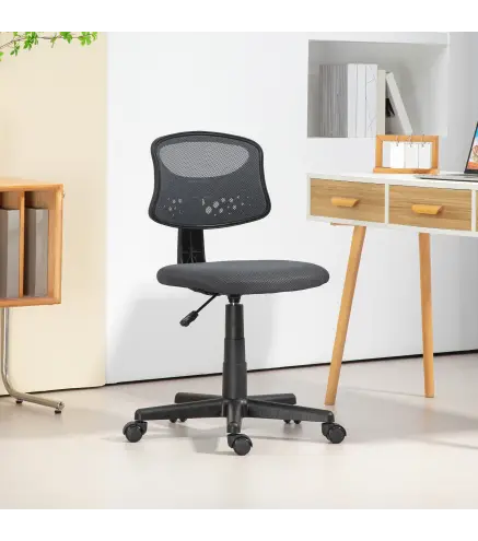Silla de Oficina sin Brazos Silla de Escritorio Giratoria con Respaldo de Malla Transpirable Altura Ajustable Gris
