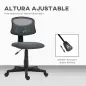 Silla de Oficina sin Brazos Silla de Escritorio Giratoria con Respaldo de Malla Transpirable Altura Ajustable Gris