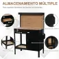 Banco de Trabajo con Panel Perforado Cajón Estante y Armario con Cerradura para Taller o Hogar 98,5x48x140 cm Negro