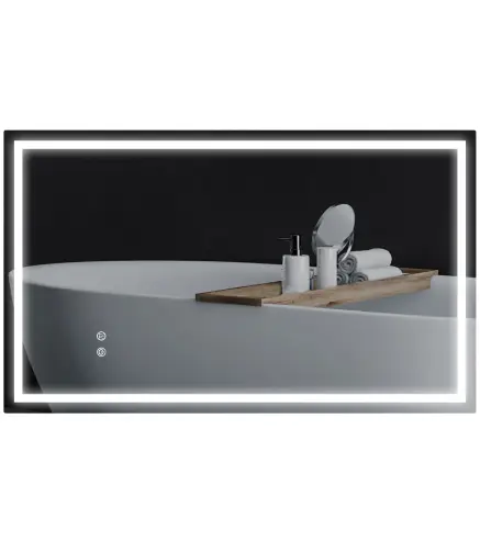 Espejo de Baño LED 100x60 cm con Luz Retroiluminado Antivaho Brillo Ajustable Montaje Vertical u Horizontal