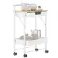 Carrito Auxiliar con Ruedas de 2 Niveles con Cajón Encimera y Cesta de Rejilla para Dormitorio Baño Cocina Blanco