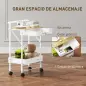 Carrito Auxiliar con Ruedas de 2 Niveles con Cajón Encimera y Cesta de Rejilla para Dormitorio Baño Cocina Blanco