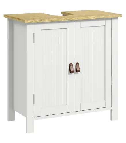 Mueble bajo Lavabo Mueble de Lavabo con Pie con 2 Puertas 2 Mangos y Estante Ajustable sin Lavabo 60x30x60 cm Blanco