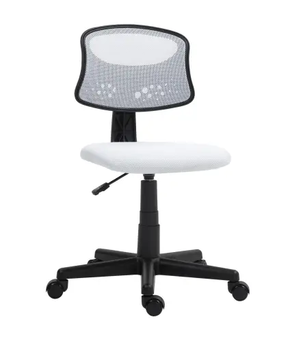 Silla de Oficina sin Brazos Silla de Escritorio Giratoria con Respaldo de Malla Transpirable Altura Ajustable Blanco