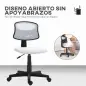 Silla de Oficina sin Brazos Silla de Escritorio Giratoria con Respaldo de Malla Transpirable Altura Ajustable Blanco