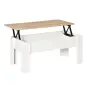 Mesa de Centro Elevable con Encimera Elevable con Espacio Oculto de Almacenaje 100x50x45-58,5 cm Blanco y Natural
