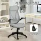 Silla de Oficina Giratoria con Altura Ajustable Reposabrazos Abatibles y Función de Basculante Carga 120 kg Gris Claro