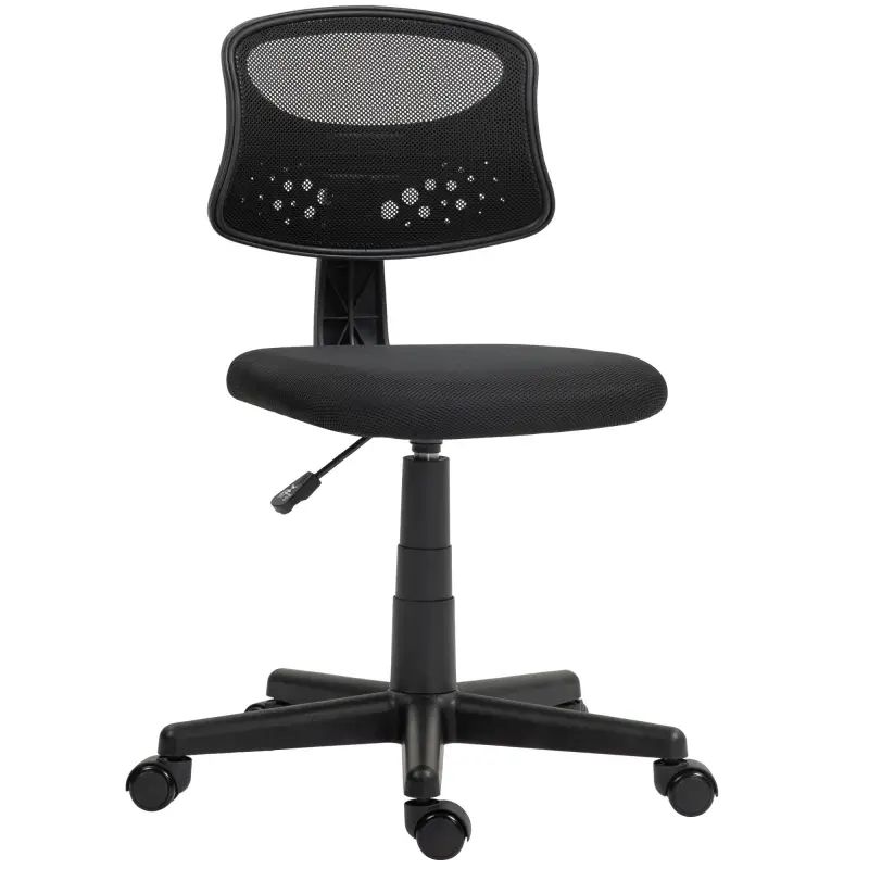 Silla de Oficina sin Brazos Silla de Escritorio Giratoria con Respaldo de Malla Transpirable Altura Ajustable Negro