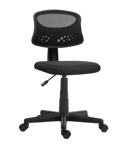 Silla de Oficina sin Brazos Silla de Escritorio Giratoria con Respaldo de Malla Transpirable Altura Ajustable Negro
