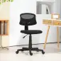 Silla de Oficina sin Brazos Silla de Escritorio Giratoria con Respaldo de Malla Transpirable Altura Ajustable Negro