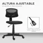Silla de Oficina sin Brazos Silla de Escritorio Giratoria con Respaldo de Malla Transpirable Altura Ajustable Negro