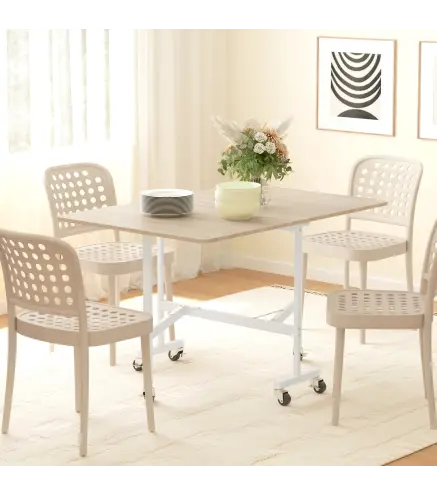 Mesa de Comedor Plegable para 4-6 Personas con Ruedas y Alas Abatibles Mesa Abatible para Cocina Salón 120x80x73cm Roble