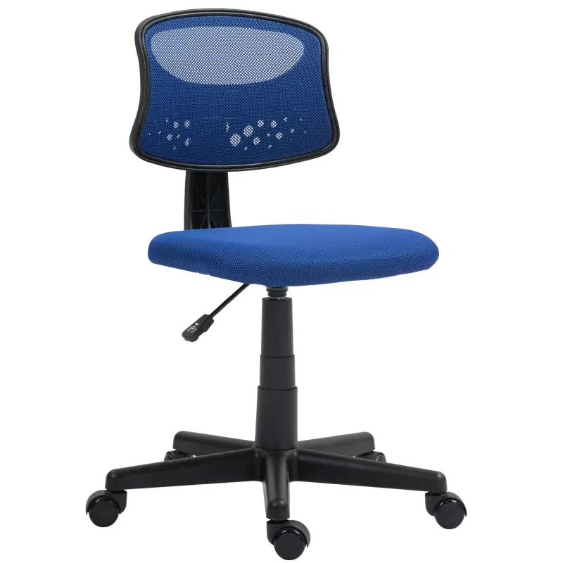 Silla de Oficina sin Brazos Silla de Escritorio Giratoria con Respaldo de Malla Transpirable Altura Ajustable Azul