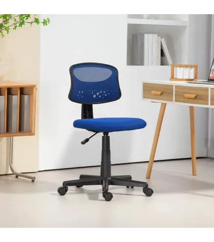 Silla de Oficina sin Brazos Silla de Escritorio Giratoria con Respaldo de Malla Transpirable Altura Ajustable Azul