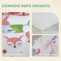 Sillón Infantil con Estampado de Zorros Sofá para Niños de 18-36 Meses con Funda Extraíble y Bolsillo 54x40x43 cm Blanco