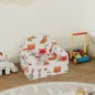 Sillón Infantil con Estampado de Zorros Sofá para Niños de 18-36 Meses con Funda Extraíble y Bolsillo 54x40x43 cm Blanco