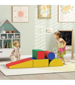 Juego de 5 Bloques de Espuma para Niños Bloques de Psicomotricidad Figuras de Construcción Multicolor