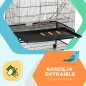 Jaula para Pájaros con Ruedas Comederos Perchas Bandeja Extraíble y Estante Inferior 97x58x160 cm Negro
