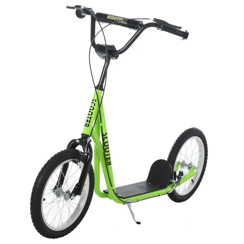 Patinete Infantil Patinete con 2 Ruedas Manillar Ajustable en Altura y Doble Freno Carga 100 kg 139x58x90-96 cm Verde