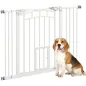 Barrera de Seguridad para Perros 74-100 cm con Extensión Montaje a Presión Doble Bloqueo para Puerta Escalera Blanco