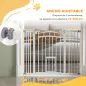 Barrera de Seguridad para Perros 74-100 cm con Extensión Montaje a Presión Doble Bloqueo para Puerta Escalera Blanco