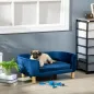 Sofá para Perros Pequeños con Patas de Madera Funda Lavable y Cojín Desmontable 86x55x33 cm Azul