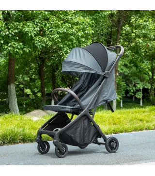 Carrito para Bebé Plegable Respaldo Reclinable Reposapiés Ajustable Capota Arnés de 5 Puntos Carga 15 kg Azul Oscuro