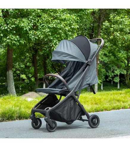 Carrito para Bebé Plegable Respaldo Reclinable Reposapiés Ajustable Capota Arnés de 5 Puntos Carga 15 kg Azul Oscuro