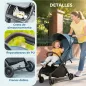 Carrito para Bebé Plegable Respaldo Reclinable Reposapiés Ajustable Capota Arnés de 5 Puntos Carga 15 kg Azul Oscuro