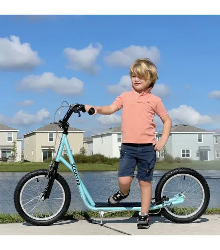 Patinete Infantil Patinete con 2 Ruedas Manillar Ajustable en Altura y Doble Freno Carga 100 kg 139x58x90-96 cm Azul