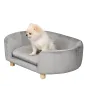 Sofá para Perros Pequeños con Patas de Madera Funda Lavable y Cojín Desmontable 86x55x33 cm Gris Claro