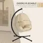 Silla Colgante Huevo con Soporte con Cesta Plegable Cojín para Interior o Exterior Carga 120 kg Caqui