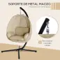 Silla Colgante Huevo con Soporte con Cesta Plegable Cojín para Interior o Exterior Carga 120 kg Caqui