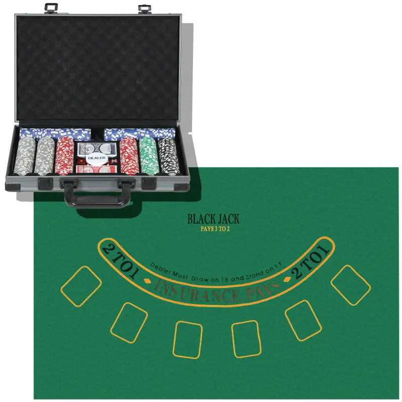 Set de Póker con 400 Fichas 2 Barajas de Cartas Dados Tapete y Botón de Crupier Set de Casino Texas Hold'em con Maletín