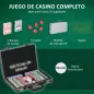 Set de Póker con 400 Fichas 2 Barajas de Cartas Dados Tapete y Botón de Crupier Set de Casino Texas Hold'em con Maletín