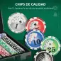 Set de Póker con 400 Fichas 2 Barajas de Cartas Dados Tapete y Botón de Crupier Set de Casino Texas Hold'em con Maletín