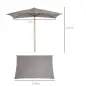 Sombrilla de Jardín 295x200x255 cm con Mástil de Madera Varillas de Bambú y Polea Parasol Rectangular para Terraza Gris